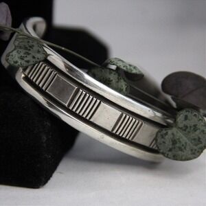 Bruce Morgan Navajo Sterling Silver Stamped Cuff Bracelet Southwestern Jewelry